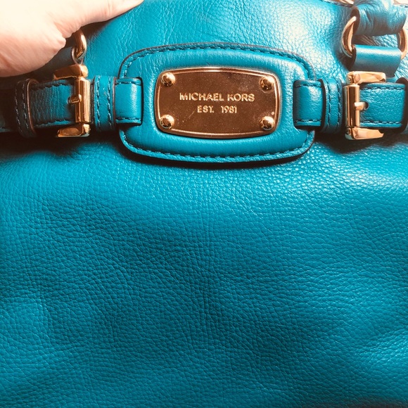 Michael Kors Teal Hamilton Satchel Bag - Picture 4 of 15